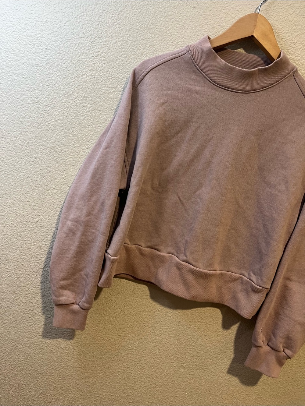 Everlane 100% Organic Cotton Cropped Crewneck Sweater Mauve Purple Size Medium - Picture 2 of 9